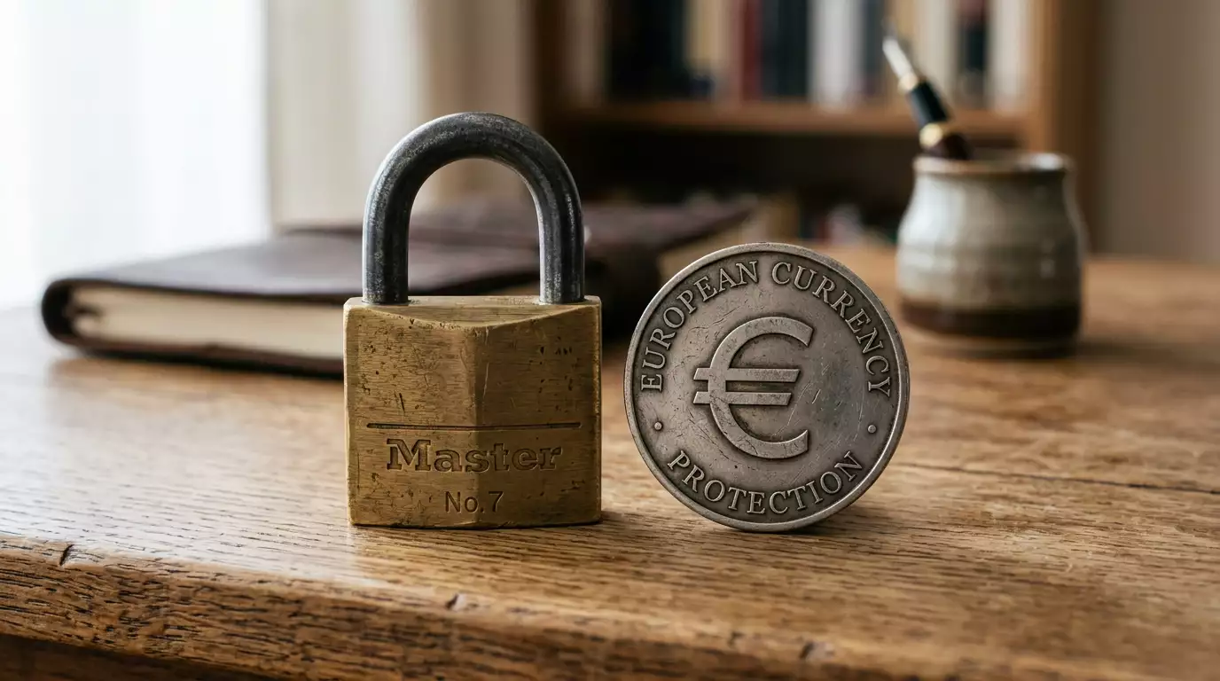 Capitale immobilizzato in una scommessa a lungo termine con simbolo dell'euro
