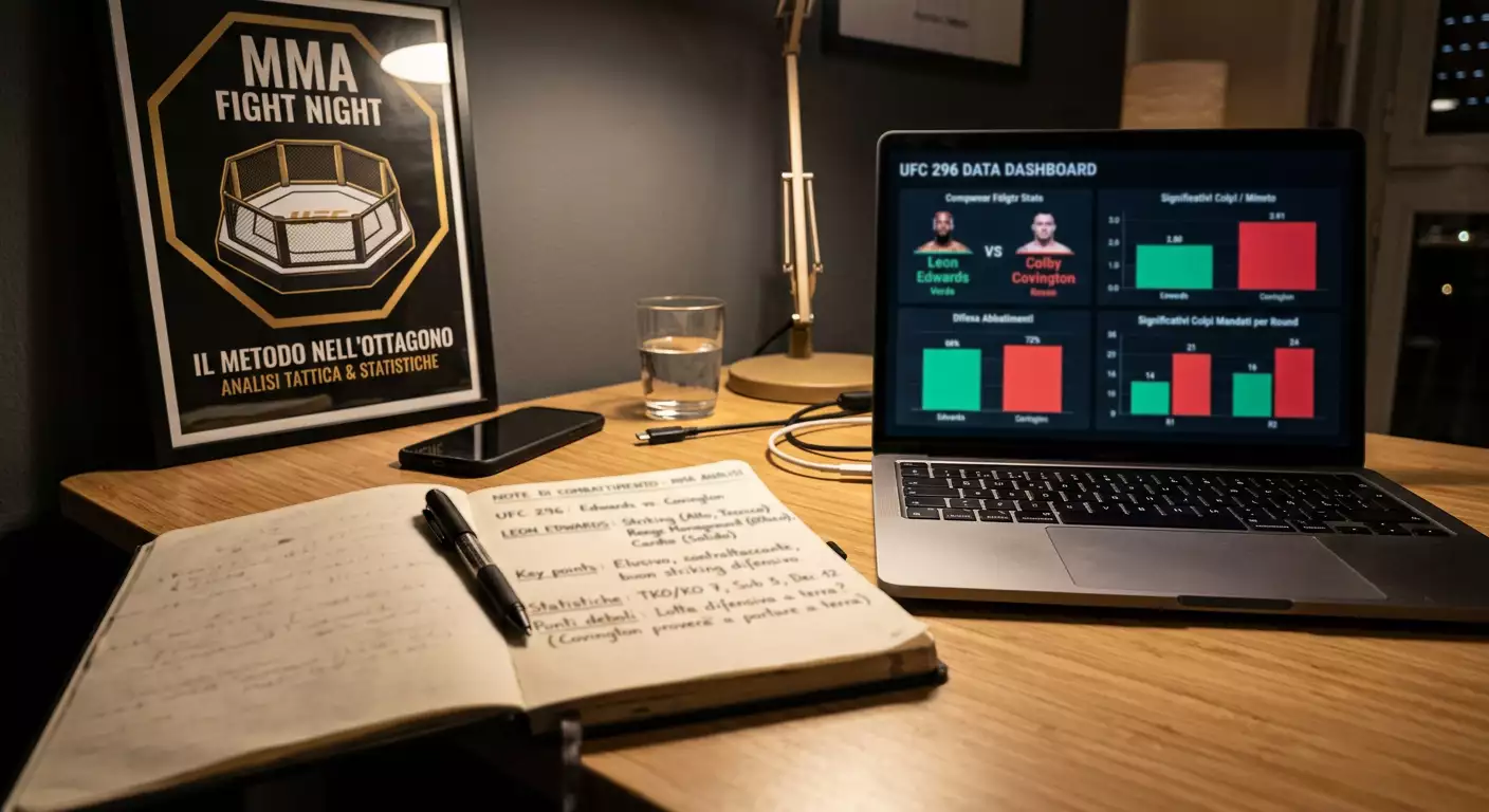 Metodo di lettura completa di un incontro MMA che combina finish rate, stance e movimento quote