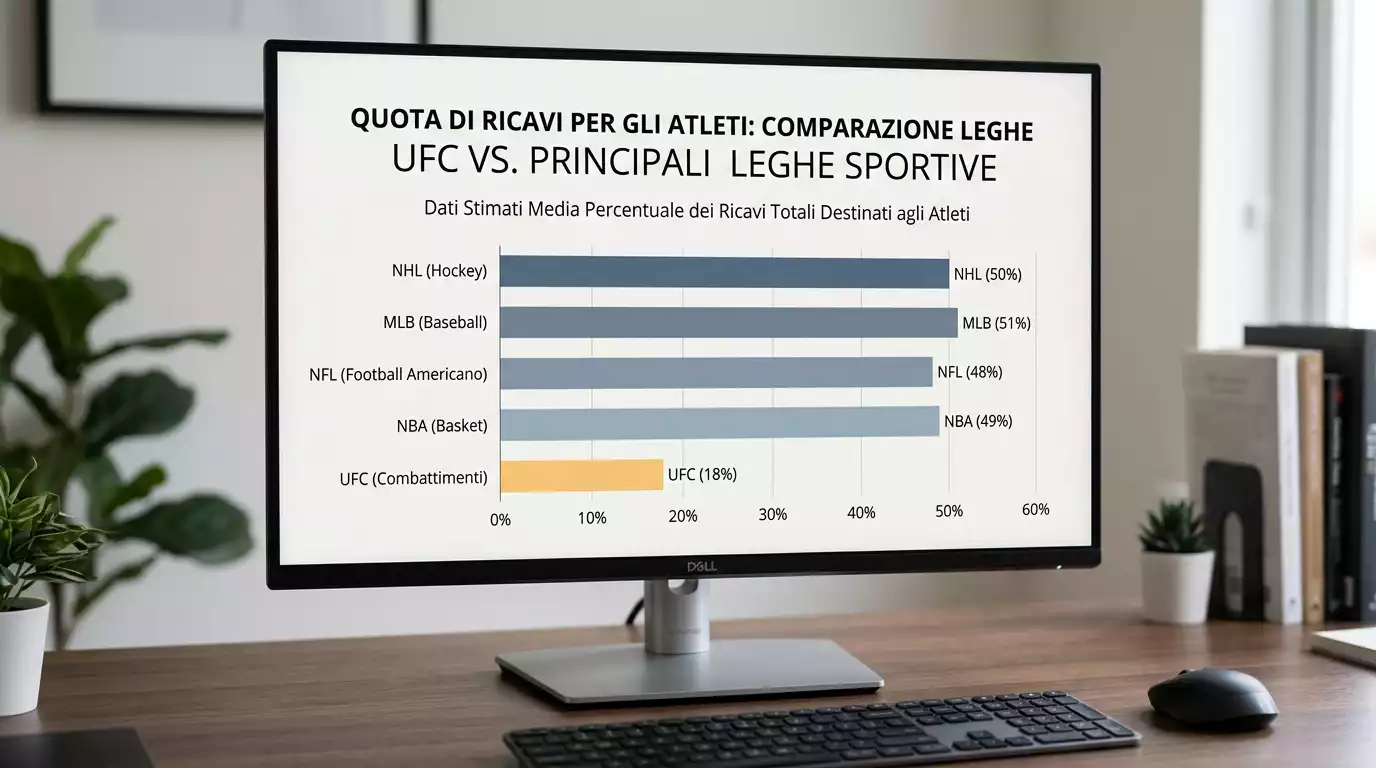 Confronto della quota di ricavi dei fighter UFC rispetto agli atleti di NBA e NFL