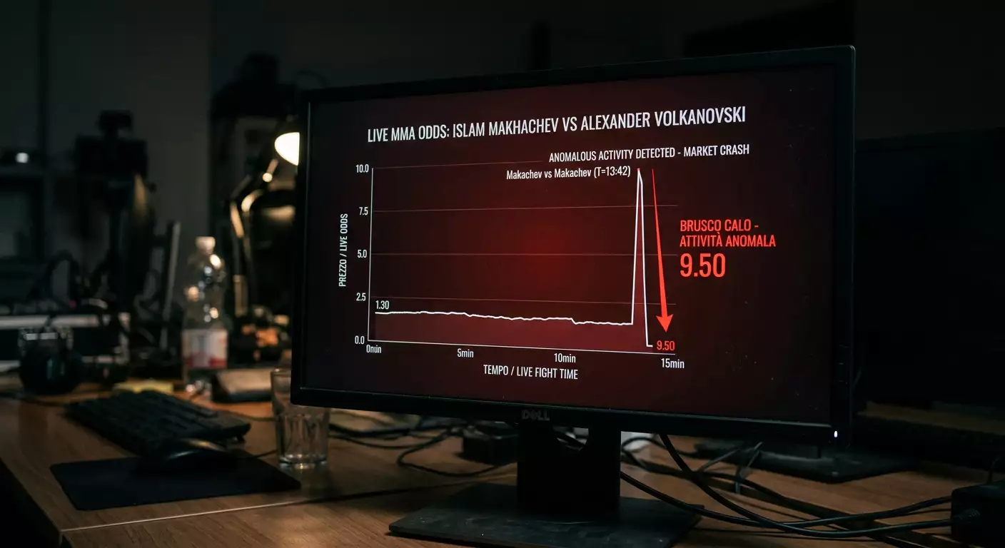 Schermo che mostra il movimento anomalo della linea di quota prima di un incontro