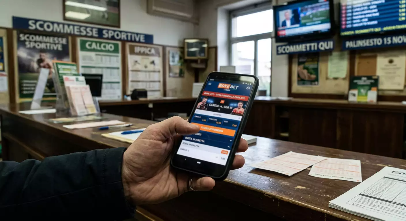 Smartphone che sostituisce il bancone dell'agenzia nelle scommesse online italiane