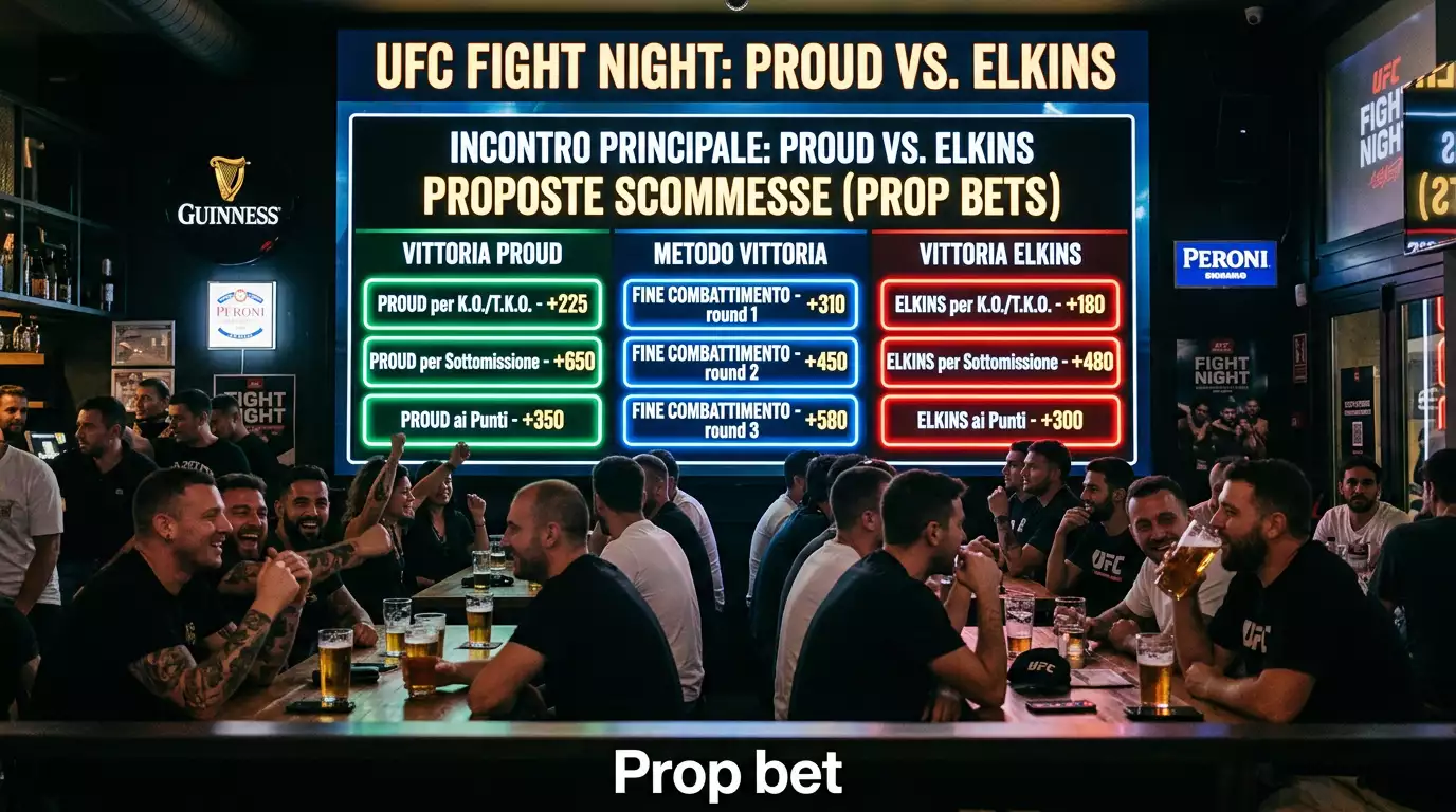 Schermata di prop bet UFC con mercati speciali su un incontro nell'ottagono