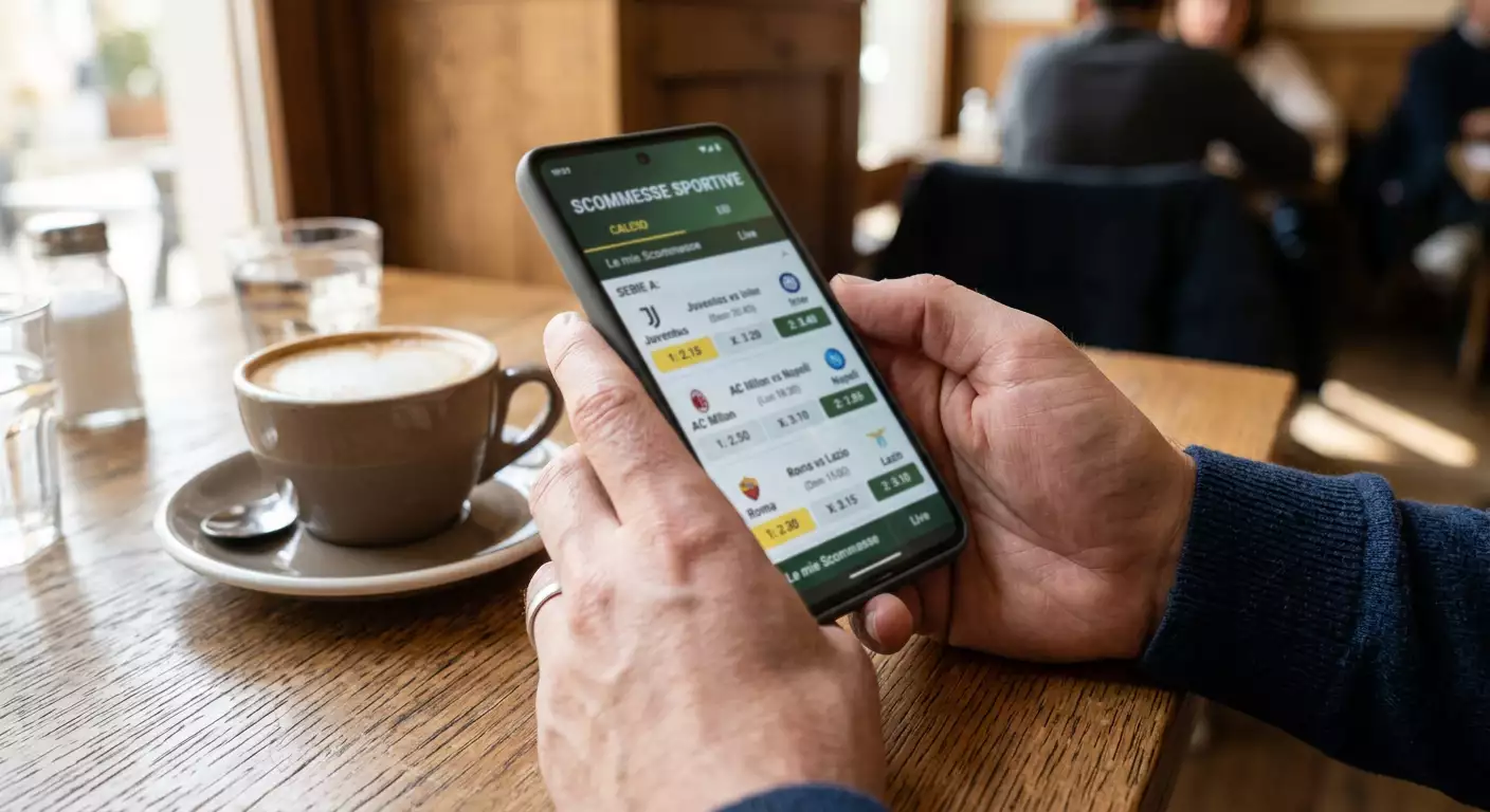 Persona che consulta le quote di scommessa sportiva sullo schermo di uno smartphone