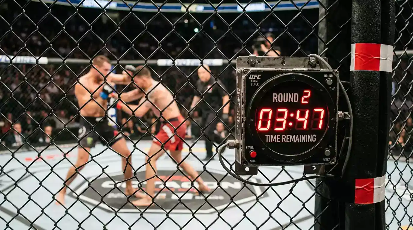 Cronometro a bordo gabbia UFC che scandisce i round di un incontro